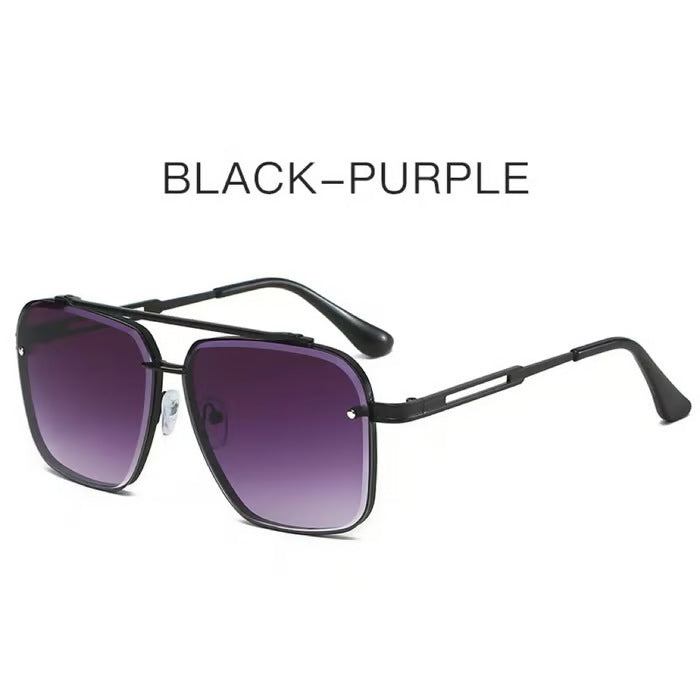 Fashion New European And American Style Double-Bridge Cut-Edge Metal Square Sunglasses For Men And Women Trendy Street Style Sunglasses