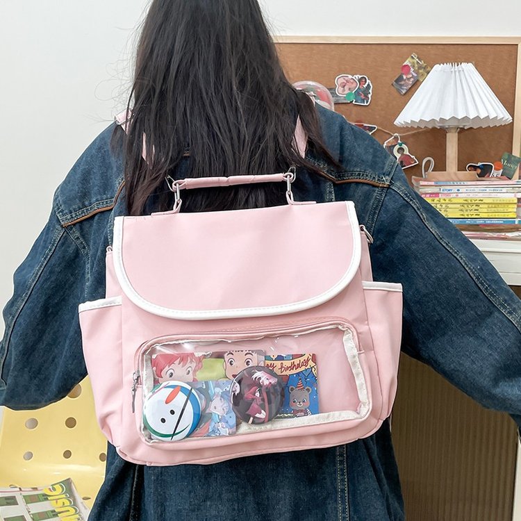 Large Capacity Shoulder Crossbody Female Student Commuter All-match Casual Backpack Schoolbag Transparent Whisky Baby Bag