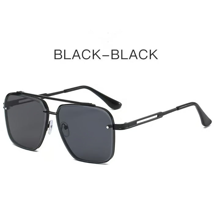 Fashion New European And American Style Double-Bridge Cut-Edge Metal Square Sunglasses For Men And Women Trendy Street Style Sunglasses