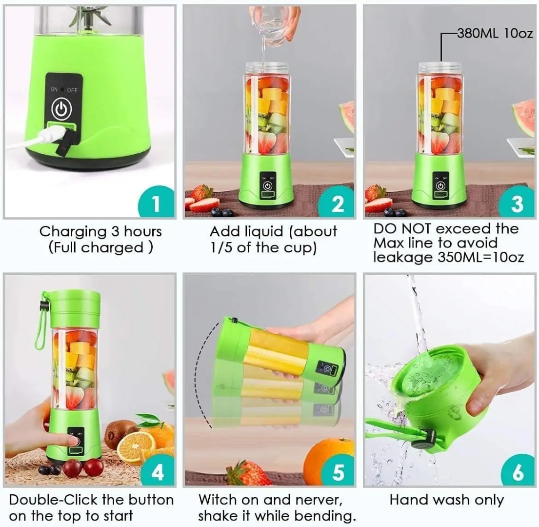 Portable USB Rechargeable Blender Bottle – Fresh Juice Anywhere, Anytime