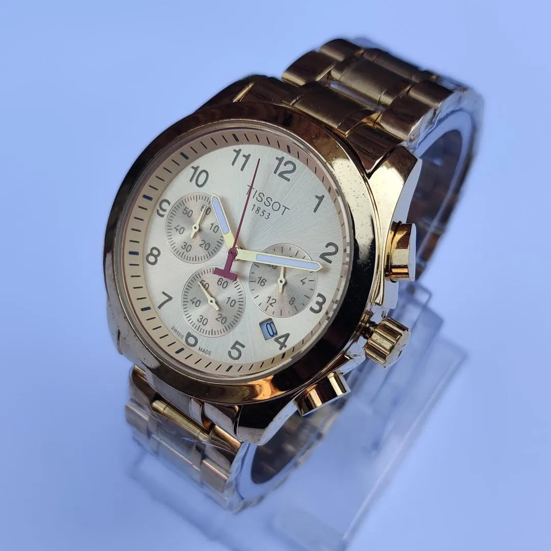 Tissot Chrono XL Classic Gold Dial Men's Watch – Luxury Stainless Steel Chronograp