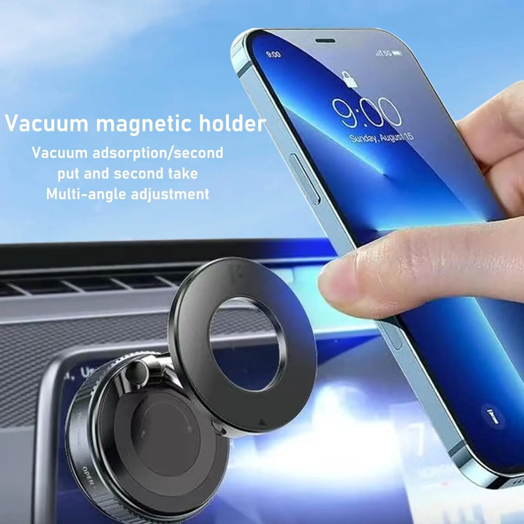 Magnetic Car Phone Mount with 80LB Vacuum Suction – Ultra Secure Dashboard Holder