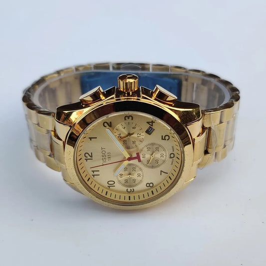 Tissot Chrono XL Classic Gold Dial Men's Watch – Luxury Stainless Steel Chronograp