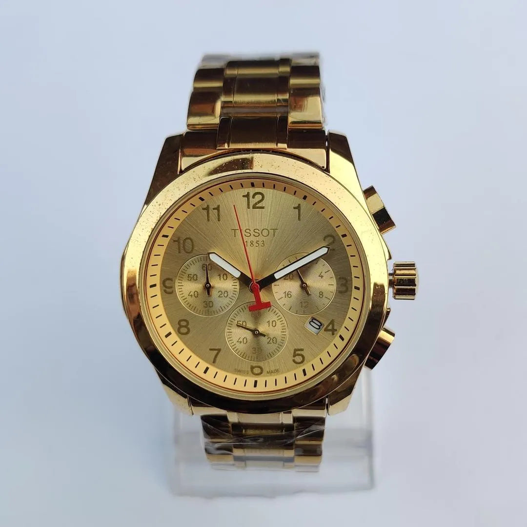 Tissot Chrono XL Classic Gold Dial Men's Watch – Luxury Stainless Steel Chronograp