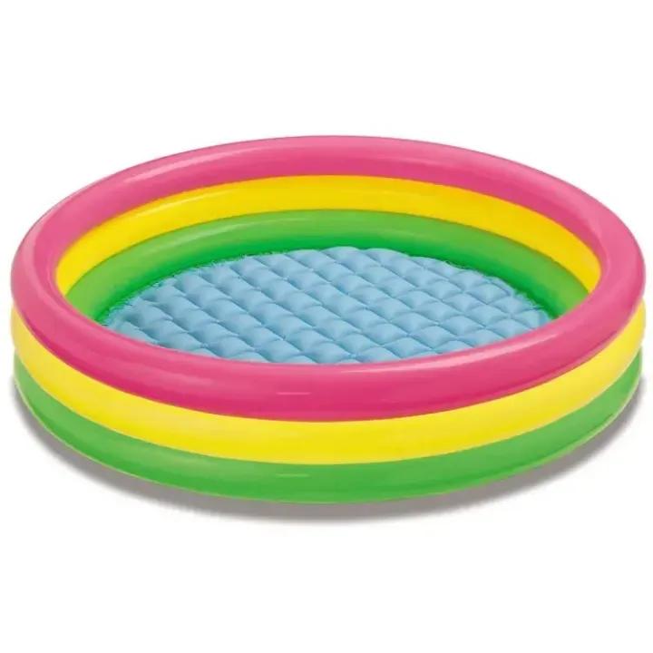 Rainbow Splash Inflatable Kiddie Pool – Soft Padded Family Water Lounge for Summer Fun