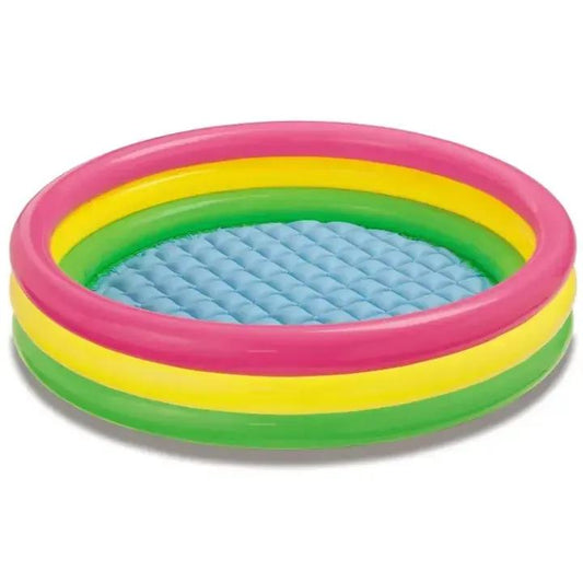 Rainbow Splash Inflatable Kiddie Pool – Soft Padded Family Water Lounge for Summer Fun