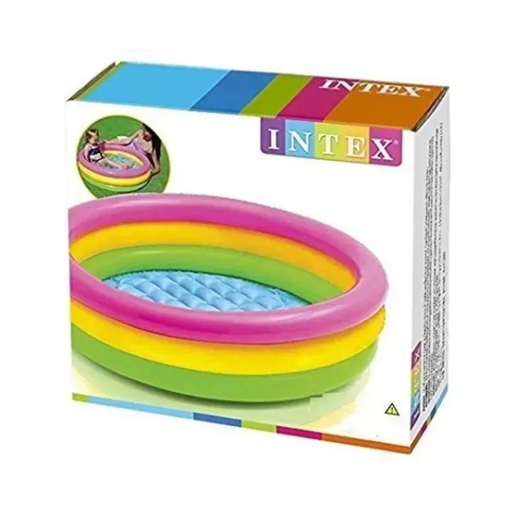 Rainbow Splash Inflatable Kiddie Pool – Soft Padded Family Water Lounge for Summer Fun