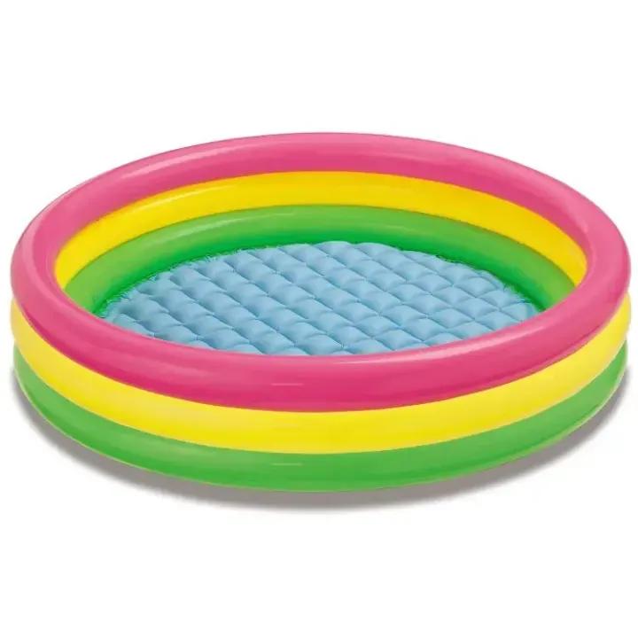 Rainbow Splash Inflatable Kiddie Pool – Soft Padded Family Water Lounge for Summer Fun